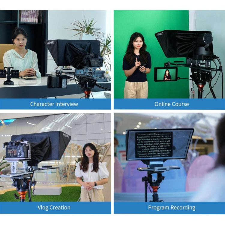 FEELWORLD TP16 16 inch Tablet Horizontal Vertical Prompting Folding Teleprompter, Bluetooth Remot...