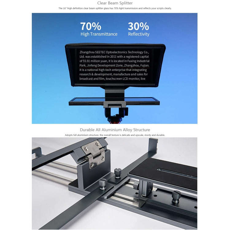FEELWORLD TP16 16 inch Tablet Horizontal Vertical Prompting Folding Teleprompter, Bluetooth Remot...