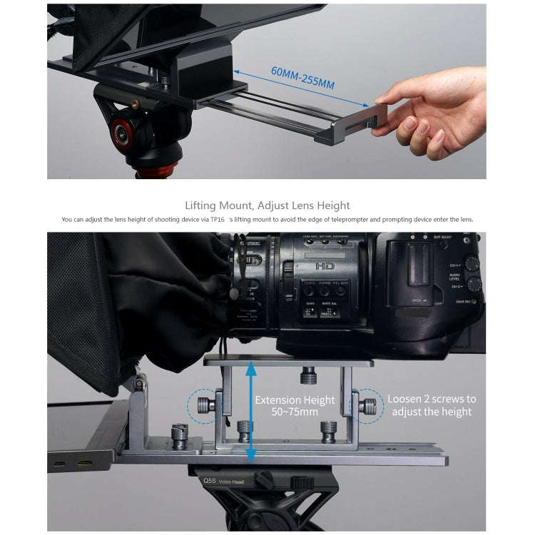 FEELWORLD TP16 16 inch Tablet Horizontal Vertical Prompting Folding Teleprompter, Bluetooth Remot...