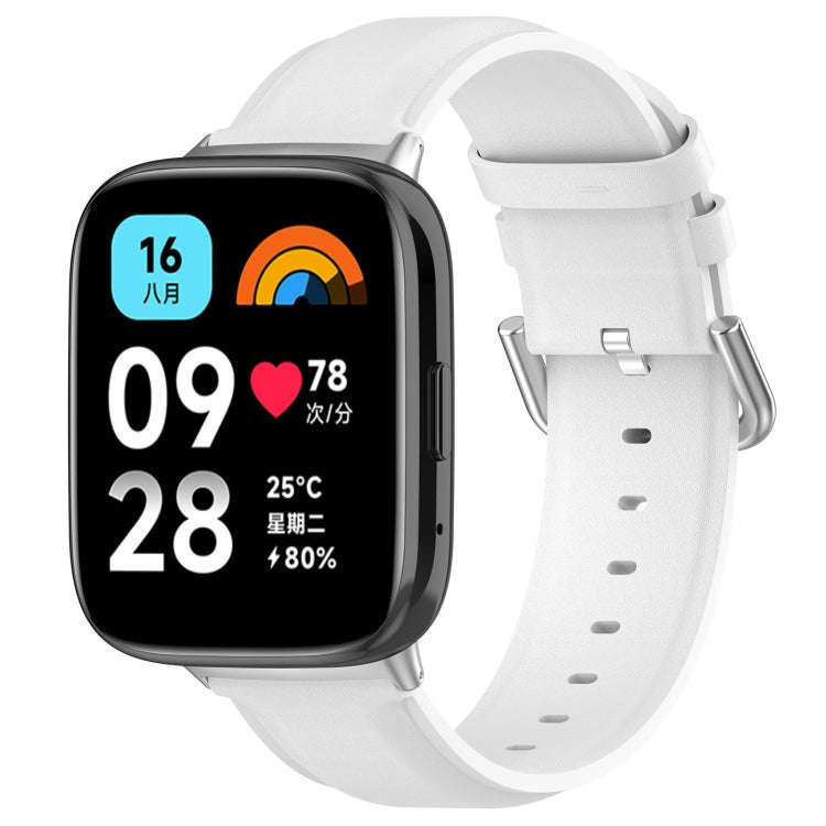 For Redmi Watch 3 Lite / Watch 3 Active Leather Replacement Watch Band(White)