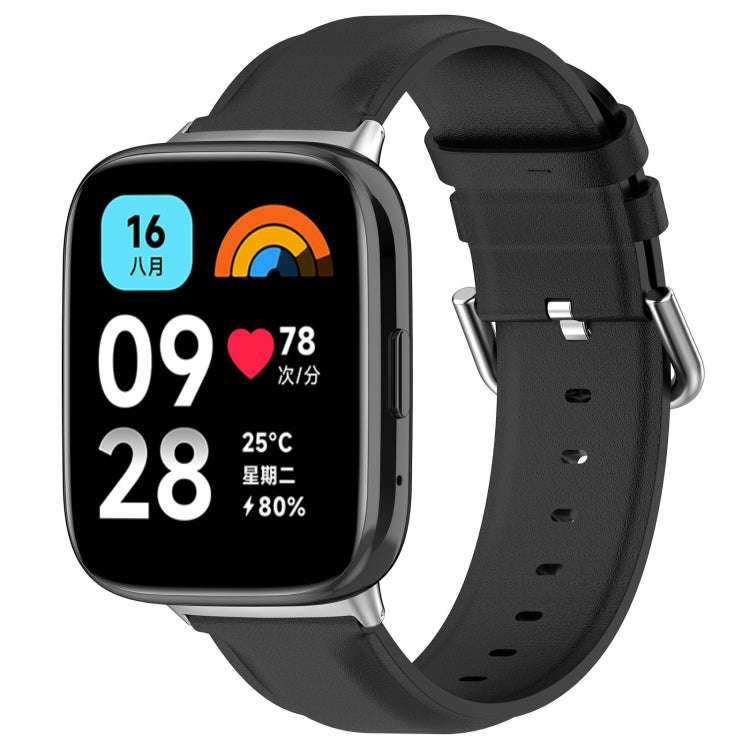 For Redmi Watch 3 Lite / Watch 3 Active Leather Replacement Watch Band(Black)
