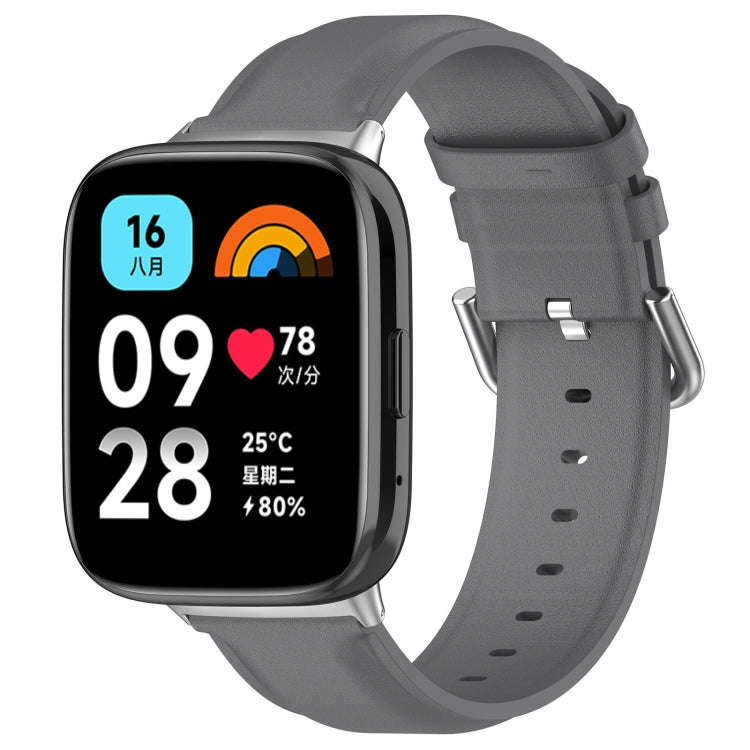 For Redmi Watch 3 Lite / Watch 3 Active Leather Replacement Watch Band(Grey)