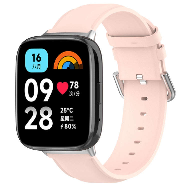 For Redmi Watch 3 Lite / Watch 3 Active Leather Replacement Watch Band(Light Pink)
