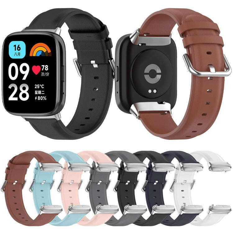 For Redmi Watch 3 Lite / Watch 3 Active Leather Replacement Watch Band(Light Blue)
