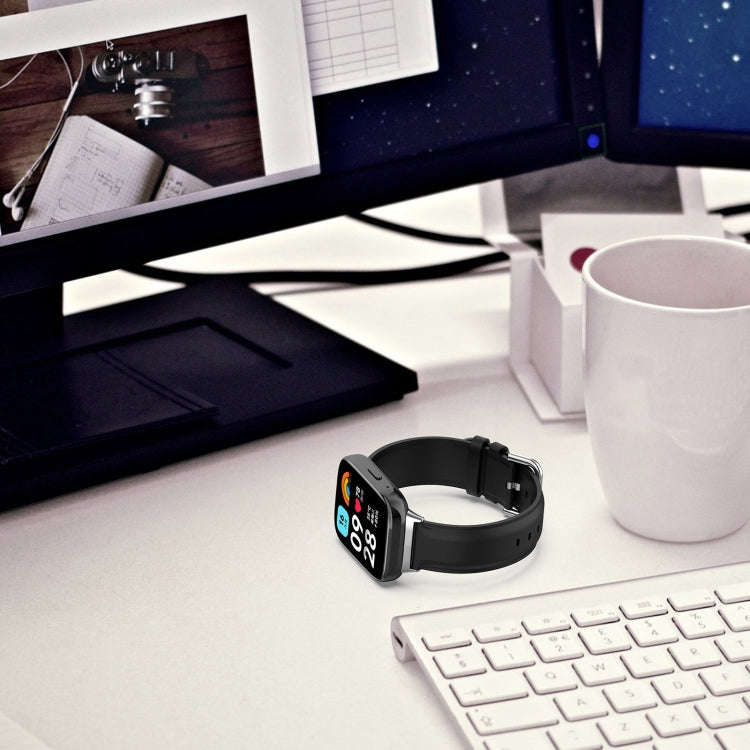 For Redmi Watch 3 Lite / Watch 3 Active Leather Replacement Watch Band(Black)