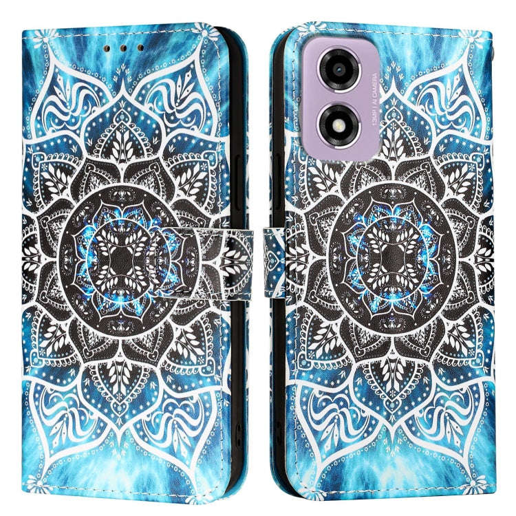 For Motorola Moto E14 Colored Drawing Pattern Plain Weave Leather Phone Case(Undersea Mandala)