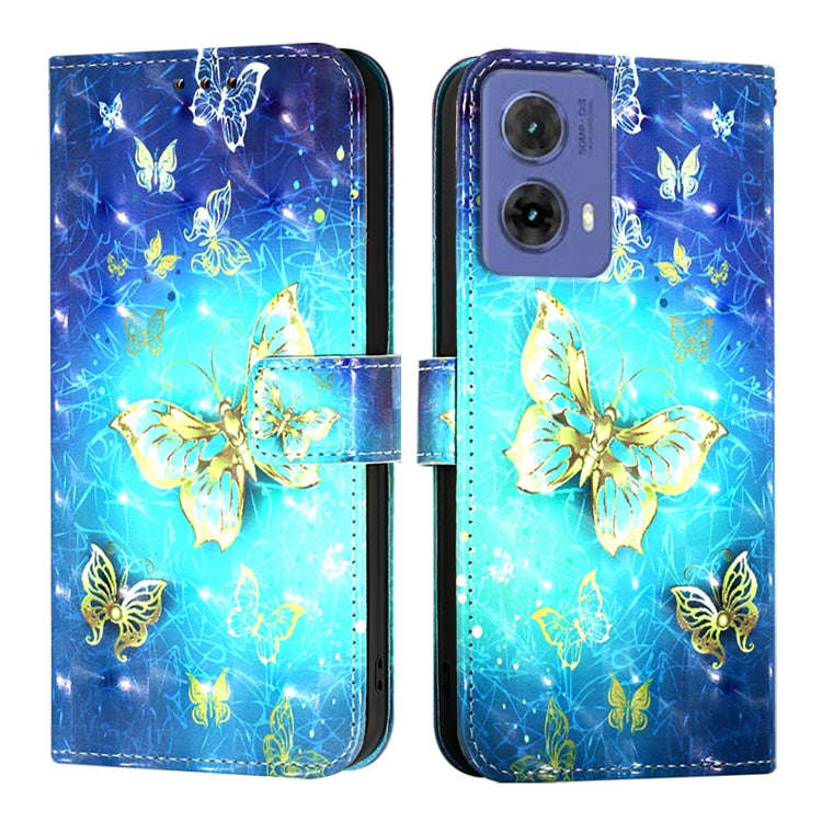 For Motorola Moto G85 3D Painting Horizontal Flip Leather Phone Case(Golden Butterfly)