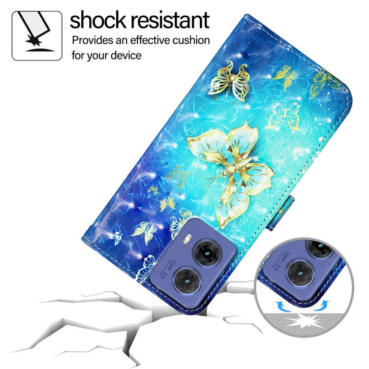 For Motorola Moto G85 3D Painting Horizontal Flip Leather Phone Case(Golden Butterfly)