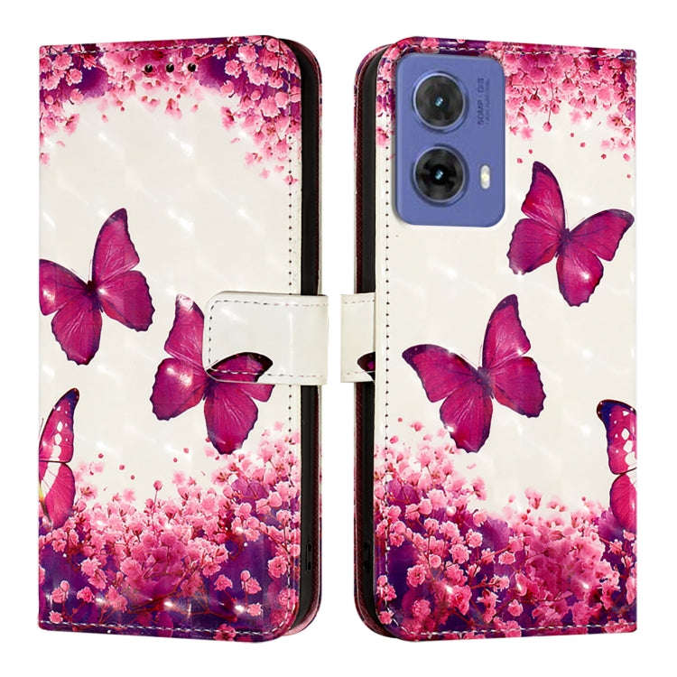 For Motorola Moto G85 3D Painting Horizontal Flip Leather Phone Case(Rose Butterfly)