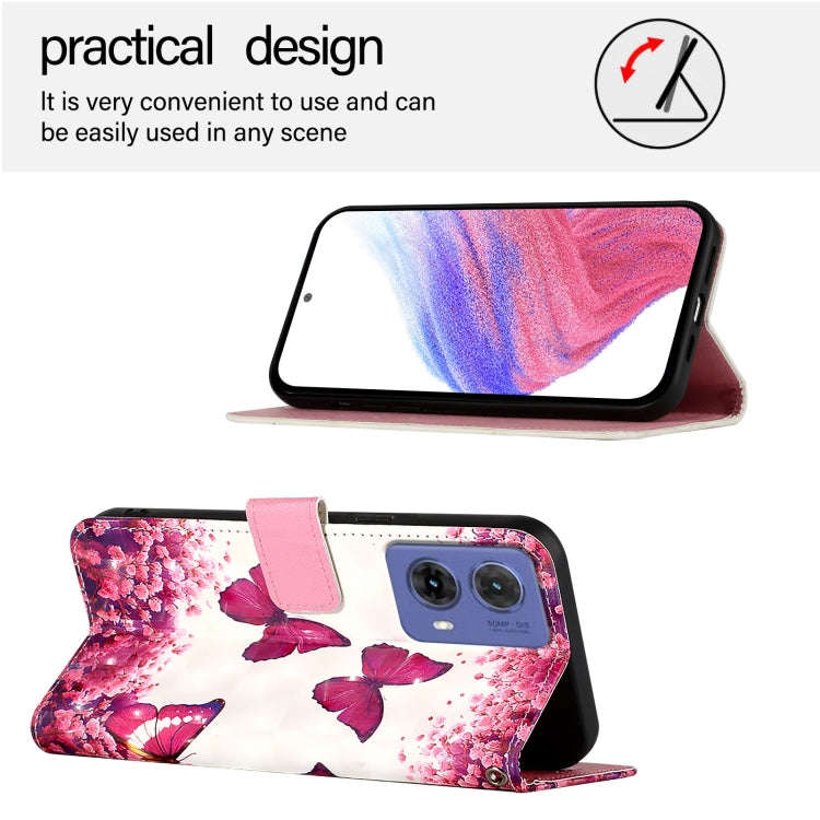For Motorola Moto G85 3D Painting Horizontal Flip Leather Phone Case(Rose Butterfly)