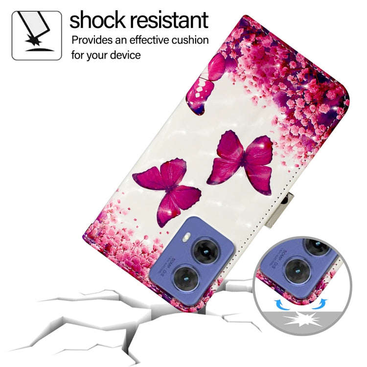 For Motorola Moto G85 3D Painting Horizontal Flip Leather Phone Case(Rose Butterfly)