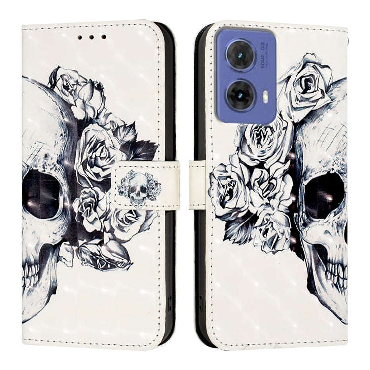 For Motorola Moto G85 3D Painting Horizontal Flip Leather Phone Case(Skull)