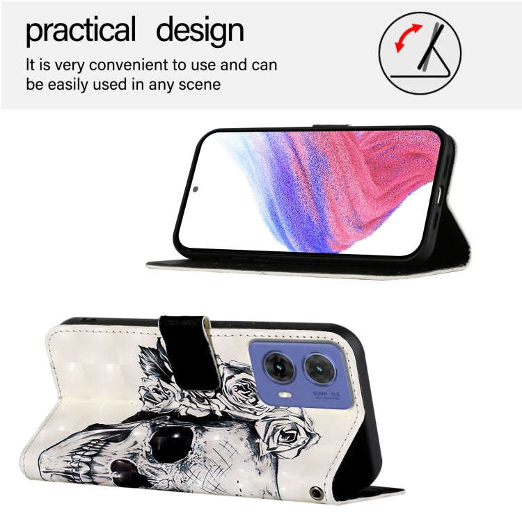 For Motorola Moto G85 3D Painting Horizontal Flip Leather Phone Case(Skull)