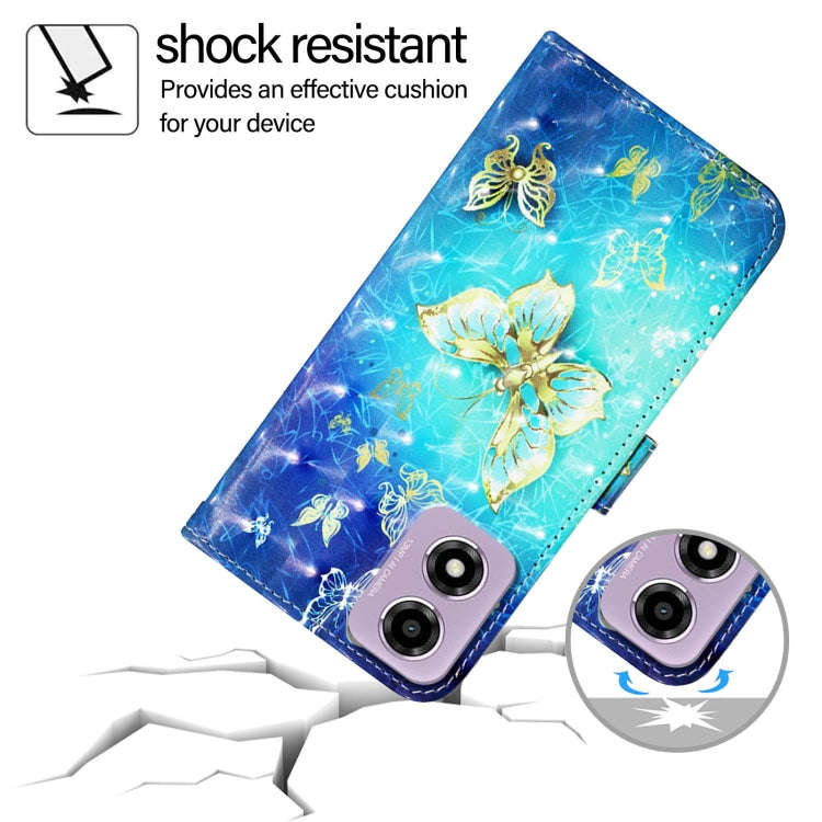 For Motorola Moto E14 3D Painting Horizontal Flip Leather Phone Case(Golden Butterfly)