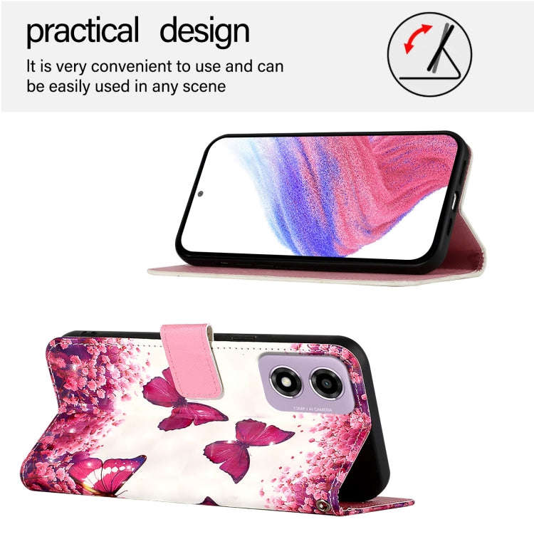 For Motorola Moto E14 3D Painting Horizontal Flip Leather Phone Case(Rose Butterfly)