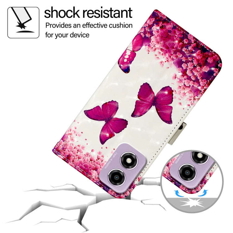 For Motorola Moto E14 3D Painting Horizontal Flip Leather Phone Case(Rose Butterfly)