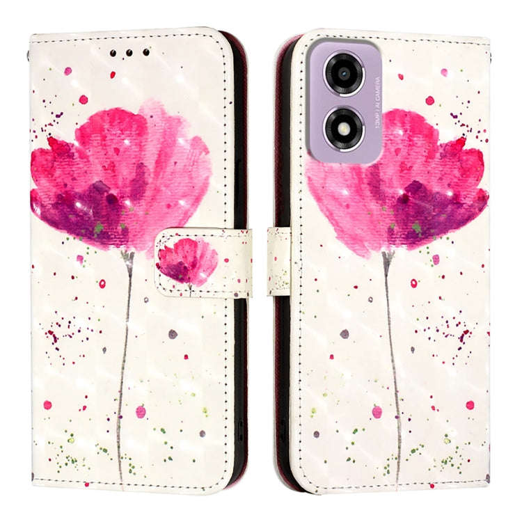 For Motorola Moto E14 3D Painting Horizontal Flip Leather Phone Case(Flower)
