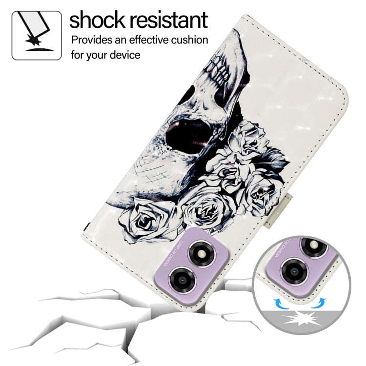 For Motorola Moto E14 3D Painting Horizontal Flip Leather Phone Case(Skull)