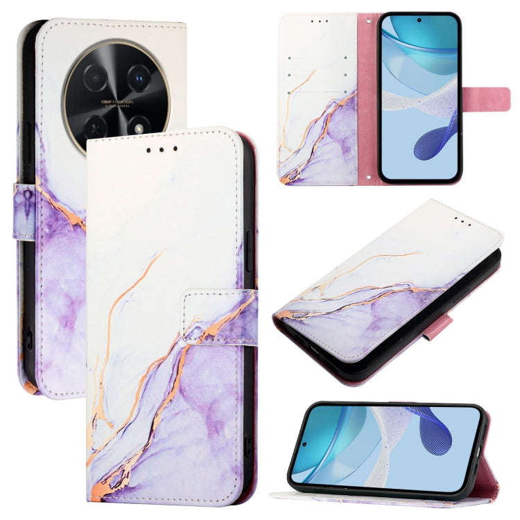 For Huawei nova 12s 4G Global PT003 Marble Pattern Flip Leather Phone Case(White Purple)