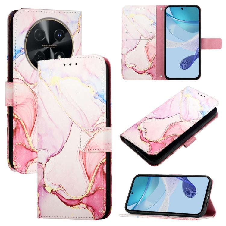 For Huawei nova 12s 4G Global PT003 Marble Pattern Flip Leather Phone Case(Rose Gold)