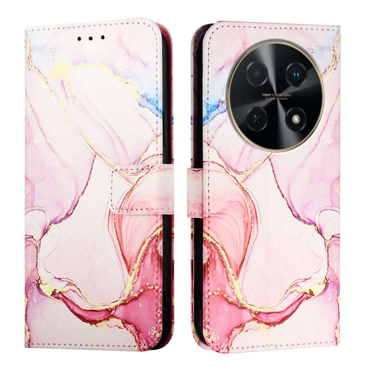 For Huawei nova 12s 4G Global PT003 Marble Pattern Flip Leather Phone Case(Rose Gold)