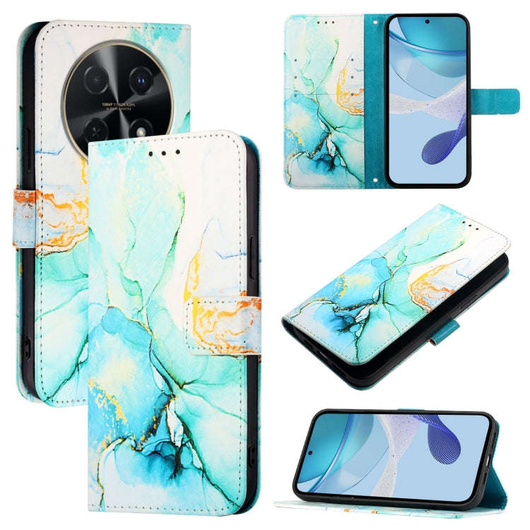 For Huawei nova 12s 4G Global PT003 Marble Pattern Flip Leather Phone Case(Green)
