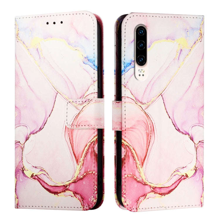 For Huawei P30 PT003 Marble Pattern Flip Leather Phone Case(Rose Gold)