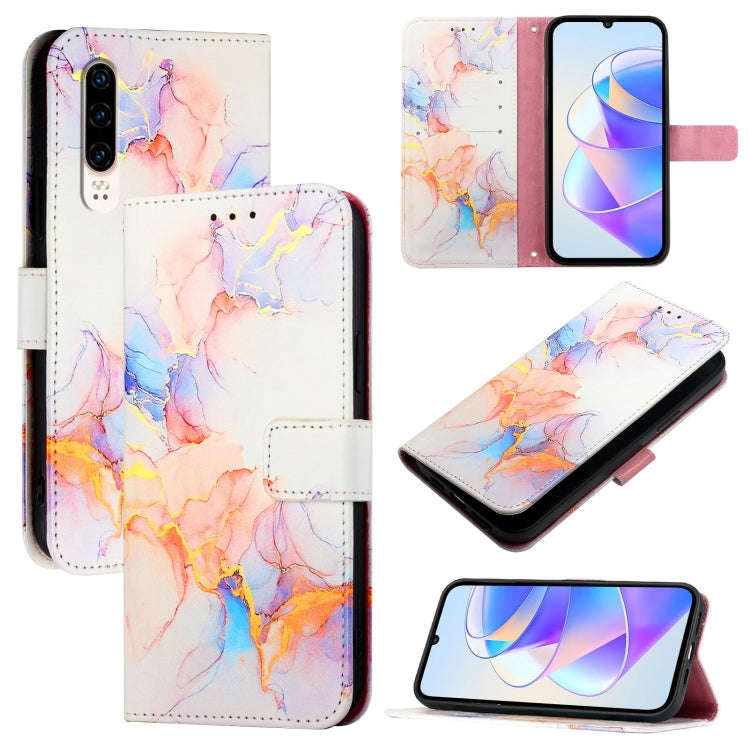 For Huawei P30 PT003 Marble Pattern Flip Leather Phone Case(Marble White)