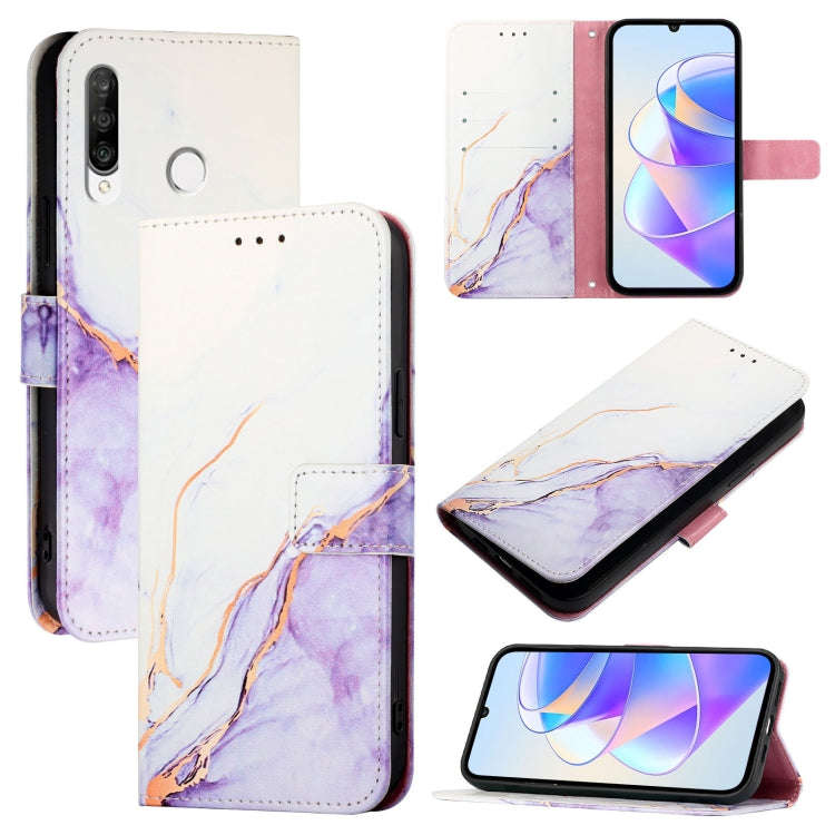 For Huawei P30 lite / nova 4e PT003 Marble Pattern Flip Leather Phone Case(White Purple)