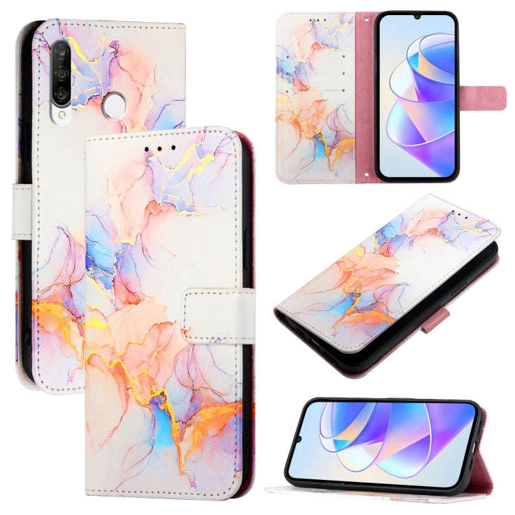For Huawei P30 lite / nova 4e PT003 Marble Pattern Flip Leather Phone Case(Marble White)