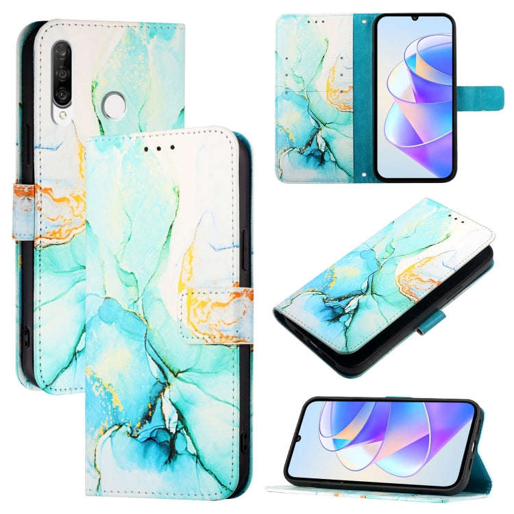 For Huawei P30 lite / nova 4e PT003 Marble Pattern Flip Leather Phone Case(Green)