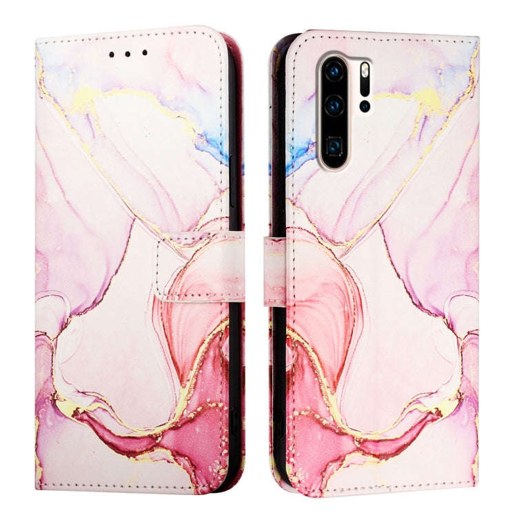 For Huawei P30 Pro PT003 Marble Pattern Flip Leather Phone Case(Rose Gold)