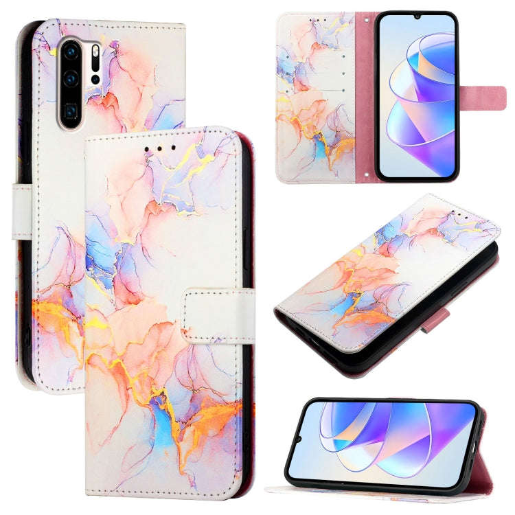 For Huawei P30 Pro PT003 Marble Pattern Flip Leather Phone Case(Marble White)