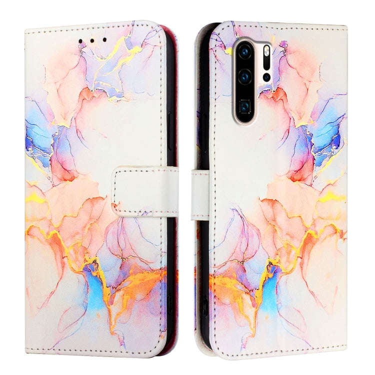 For Huawei P30 Pro PT003 Marble Pattern Flip Leather Phone Case(Marble White)
