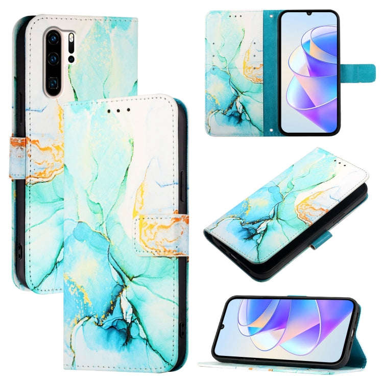 For Huawei P30 Pro PT003 Marble Pattern Flip Leather Phone Case(Green)