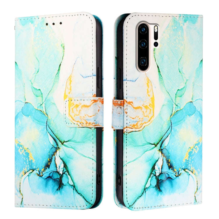 For Huawei P30 Pro PT003 Marble Pattern Flip Leather Phone Case(Green)