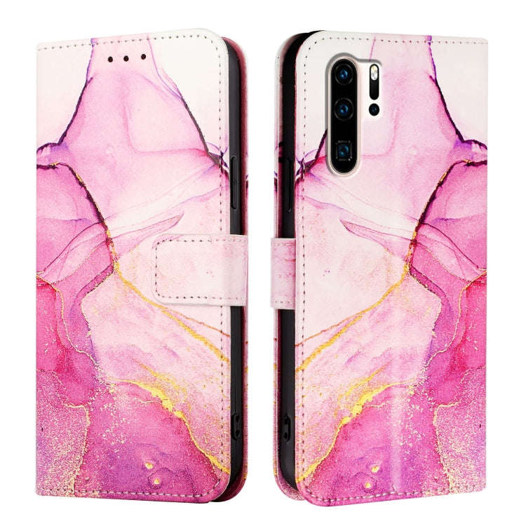 For Huawei P30 Pro PT003 Marble Pattern Flip Leather Phone Case(Pink Purple Gold)