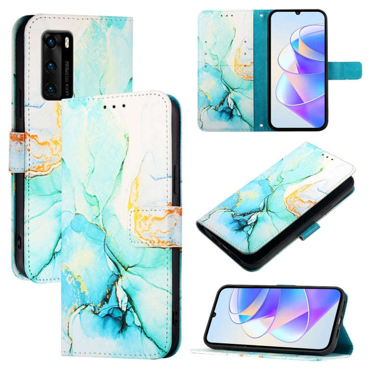 For Huawei P40 PT003 Marble Pattern Flip Leather Phone Case(Green)