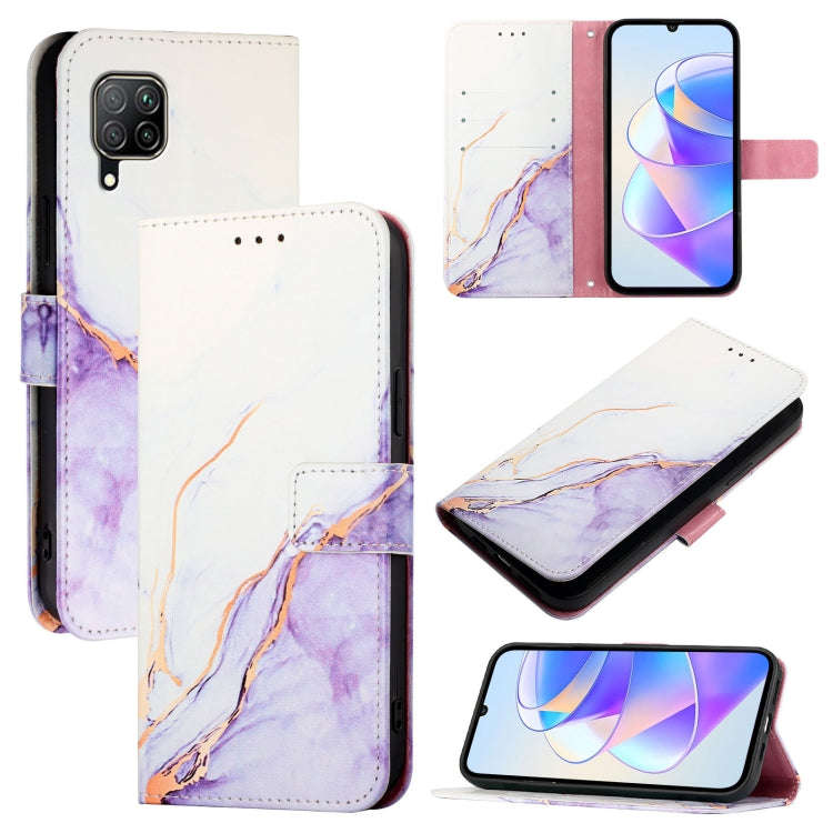 For Huawei P40 lite / nova 6 SE PT003 Marble Pattern Flip Leather Phone Case(White Purple)