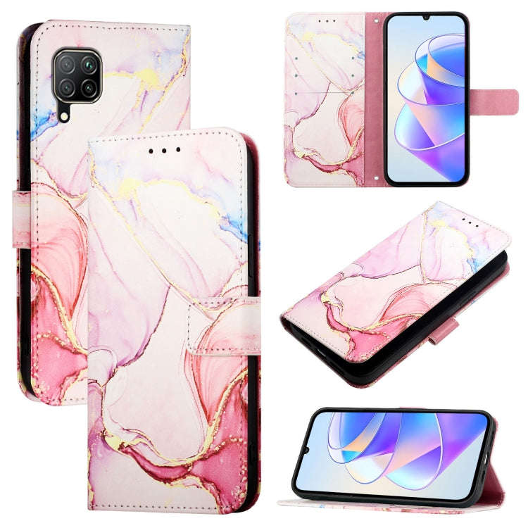 For Huawei P40 lite / nova 6 SE PT003 Marble Pattern Flip Leather Phone Case(Rose Gold)