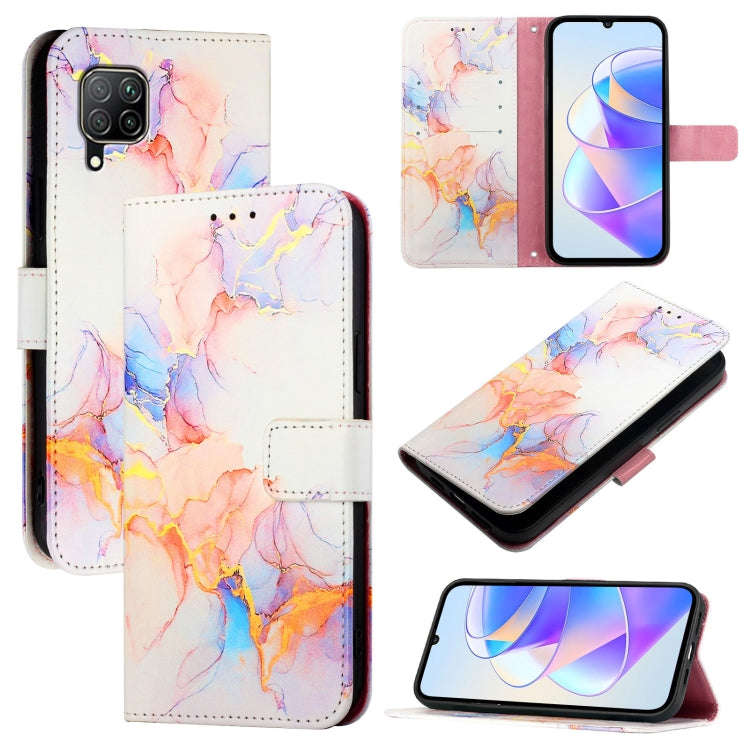 For Huawei P40 lite / nova 6 SE PT003 Marble Pattern Flip Leather Phone Case(Marble White)