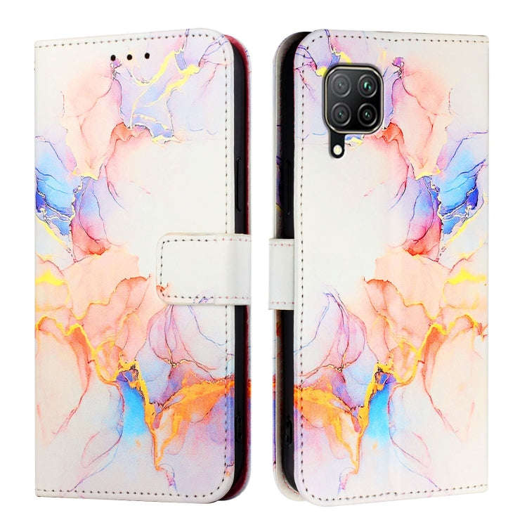 For Huawei P40 lite / nova 6 SE PT003 Marble Pattern Flip Leather Phone Case(Marble White)
