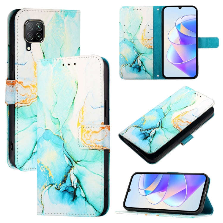 For Huawei P40 lite / nova 6 SE PT003 Marble Pattern Flip Leather Phone Case(Green)