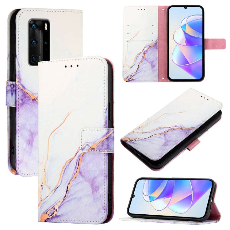 For Huawei P40 Pro PT003 Marble Pattern Flip Leather Phone Case(White Purple)