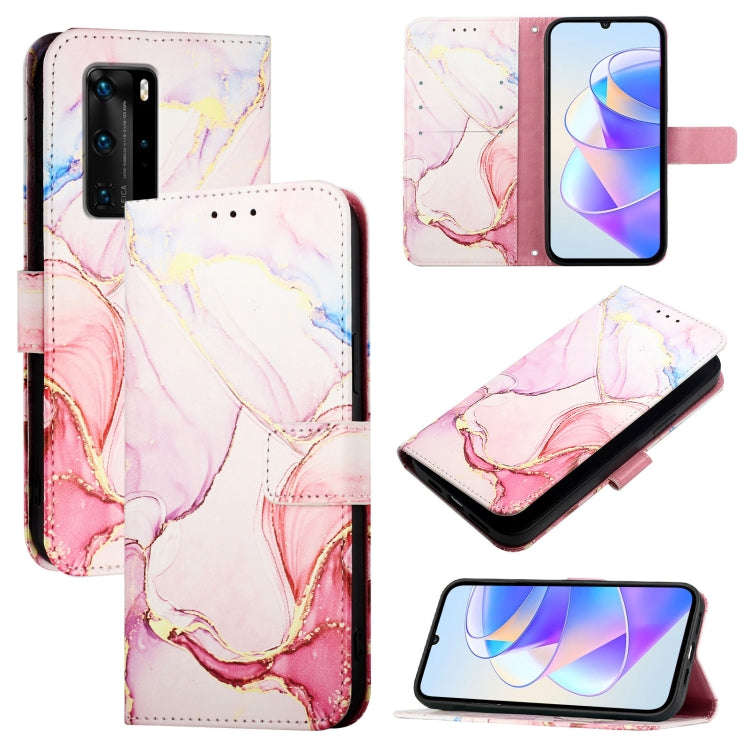For Huawei P40 Pro PT003 Marble Pattern Flip Leather Phone Case(Rose Gold)