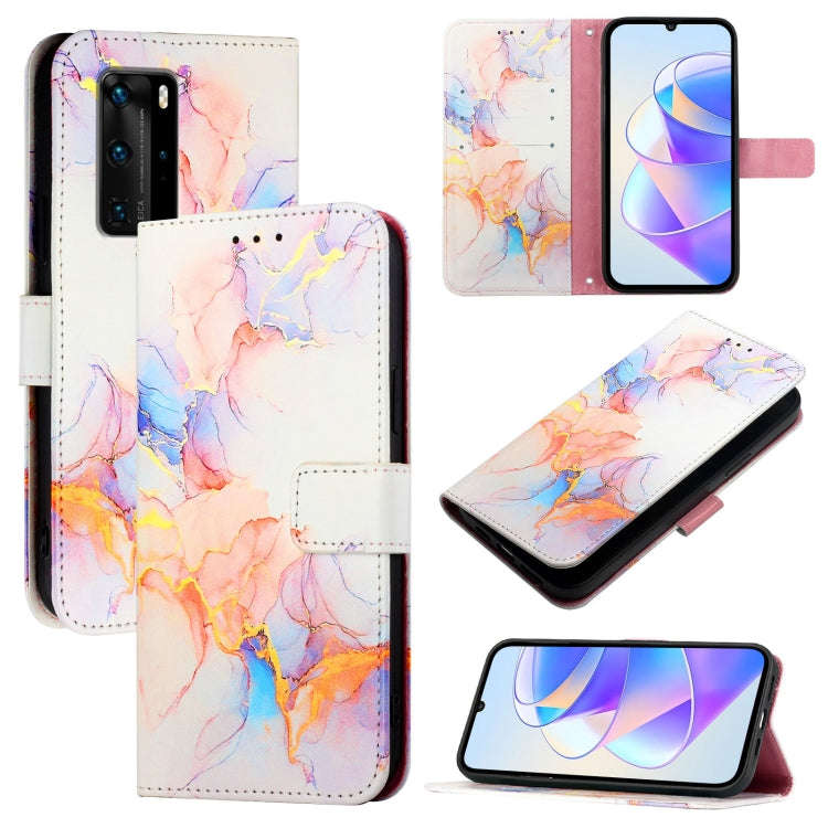 For Huawei P40 Pro PT003 Marble Pattern Flip Leather Phone Case(Marble White)