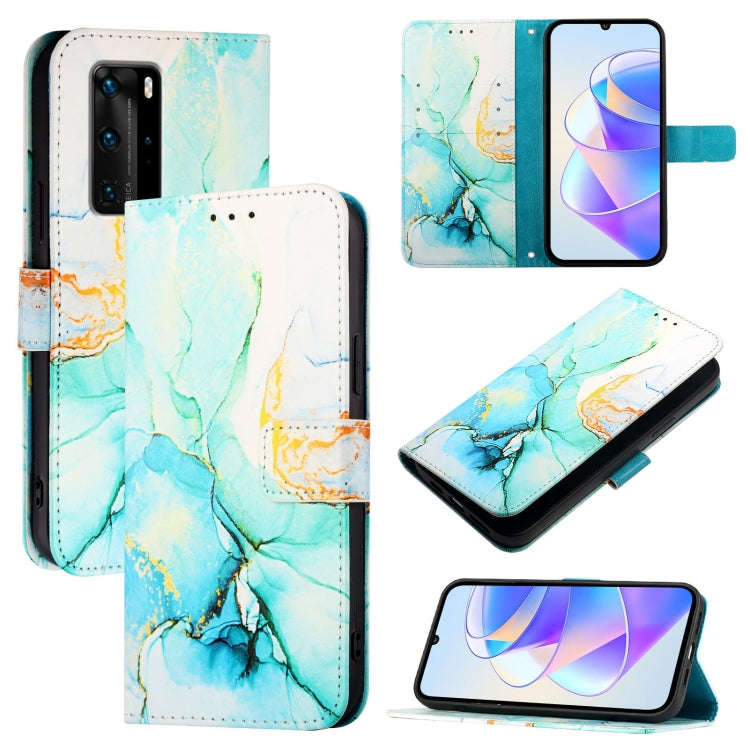 For Huawei P40 Pro PT003 Marble Pattern Flip Leather Phone Case(Green)
