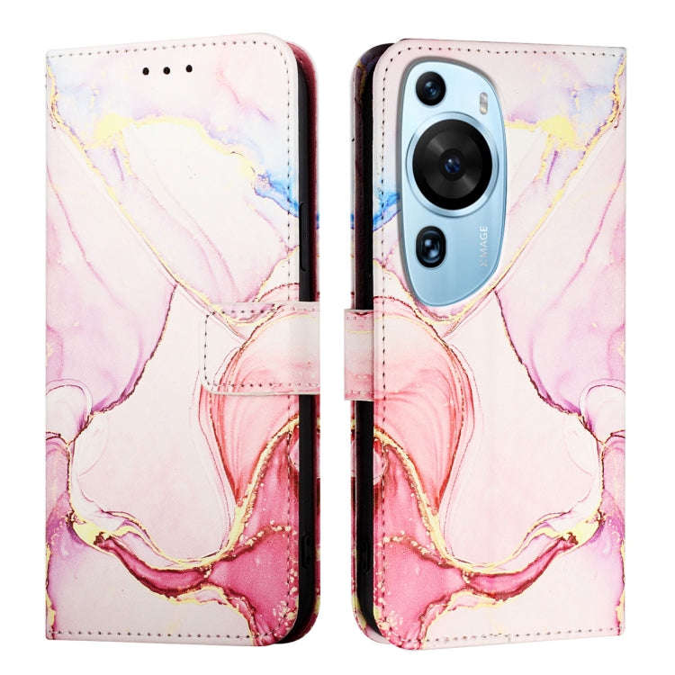 For Huawei P60 Art PT003 Marble Pattern Flip Leather Phone Case(Rose Gold)