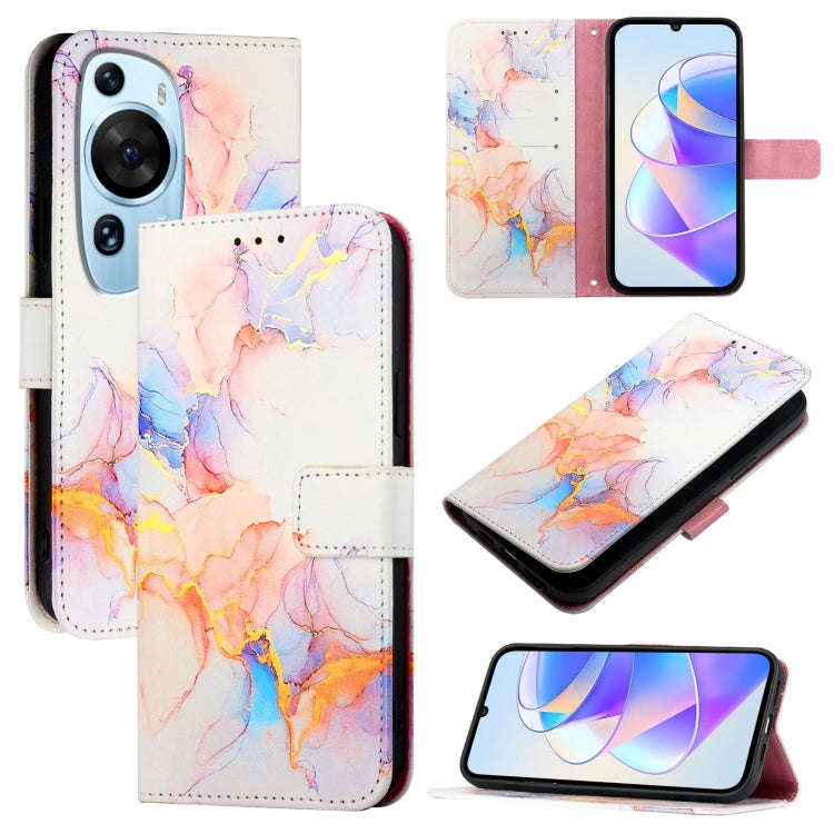 For Huawei P60 Art PT003 Marble Pattern Flip Leather Phone Case(Marble White)