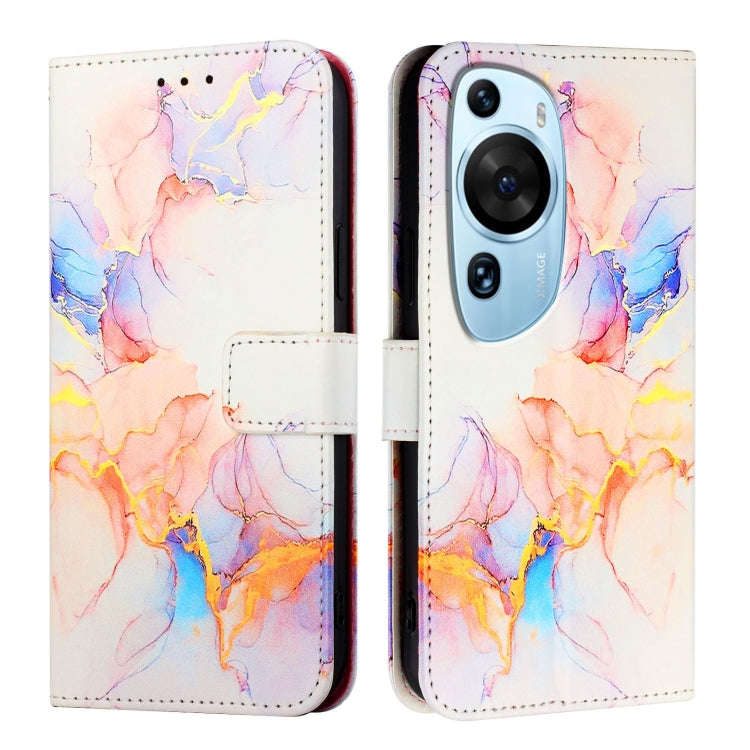 For Huawei P60 Art PT003 Marble Pattern Flip Leather Phone Case(Marble White)